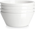 MALACASA Large Salad & Soup Bowls - Set of 4, 60 OZ Porcelain White Bowls for Ramen, Pasta, Pho - Microwave & Dishwasher Safe