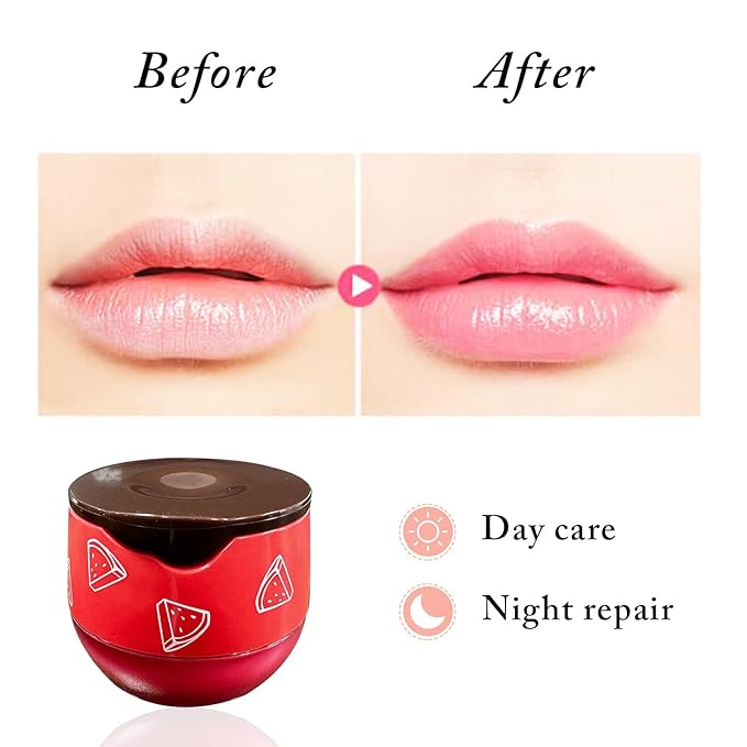 1 PCS Bee Lip Balm Honey Pot, Moisturizing Watermelon Sleeping Lip Balm Lip Mask Overnight, Hydrate Lip Repair Prevent Dry and Cracked Lip Care, Nourishes the Lip Skin, Reduces Lip Lines-BrightBean Baby