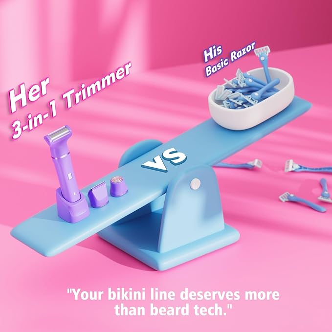 Electric Shaver for Women - Cordless Dermave Bikini Trimmer for Lady's Beauty, Painless Facial Hair Removal Device with Low Noise, Detachable Head, Fast Charging, 2025 Beach Vacation Essentials-BrightBean Baby