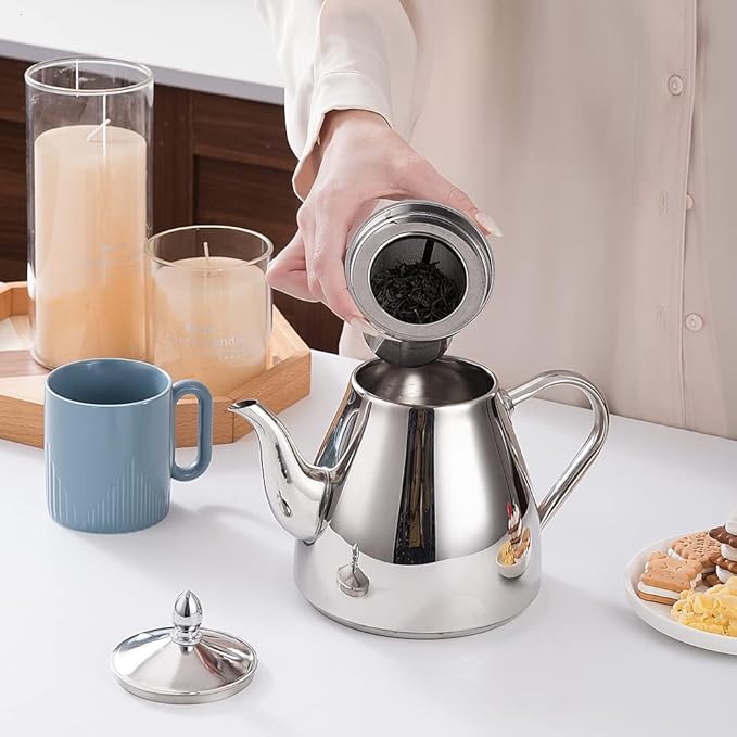 SANQIAHOME Stainless Steel Teapot with Infuser 1200ml