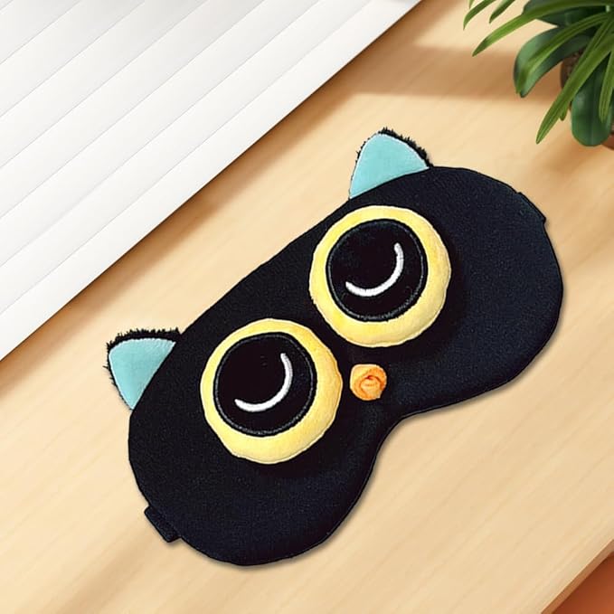 PERFECTSIGHT Owl Sleep Eye Masks, Cute Plush Sleep Eye Cover Lightweight Adjustable Eyeshade Faux Fur Mask Cover for Women Men Sleep Travel Nap-BrightBean Baby
