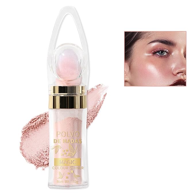 Polvo De Hadas Highlighter Glitter Stick Body Glitter Shimmer Face Brightening Highlighter Contour Powder Makeup Stick Face Blusher Fairy Glitter Highlighter Makeup - 02#Fairy Pink-BrightBean Baby