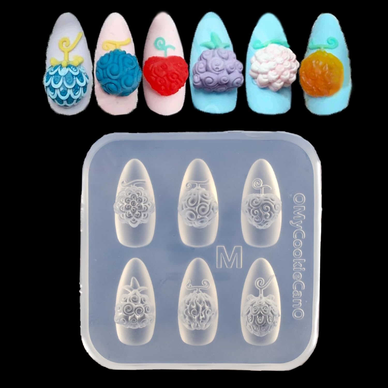 3D Flowers Nail Mold Devil Fruit Carving Template Silicone Nail Tools for Resin Charms Manicure DIY Supplies-BrightBean Baby