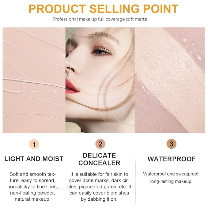 Kaely Pot Concealer Set,under Eye for Conceals Dark Circles, Waterproof Face Primer Makeup,Corrects Tattoo Concealer,Foundation Makeup Brush,Eye Ring corrector de ojeras 01, 01 IVORY WHITE-BrightBean Baby