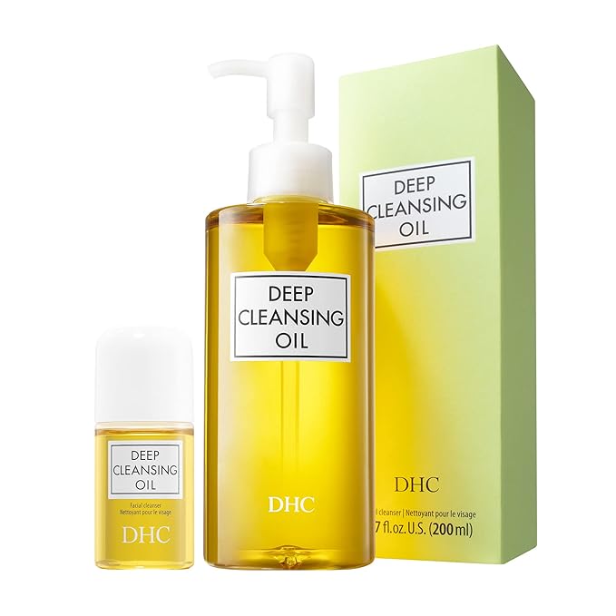 DHC Deep Cleansing Oil and Travel Size, Facial Cleansing Oil, Makeup Remover, Cleanses without Clogging Pores, Residue-Free, Fragrance and Colorant Free, For All Skin Types, 6.7 oz and 1 oz-BrightBean Baby