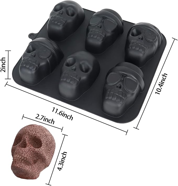 FreeNFond Halloween Baking Skull Cake Pan Molds, Silicone Pirate Cakelet Tin