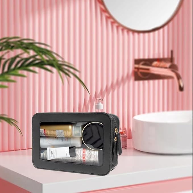 Clear Makeup Bag Small, TSA Approved Portable Toiletry Bag with Zipper Cosmetic Travel Bag Makeup Organizer Case Mini Makeup Pouch for Purse Car Organizer Bag for Women Men-BrightBean Baby