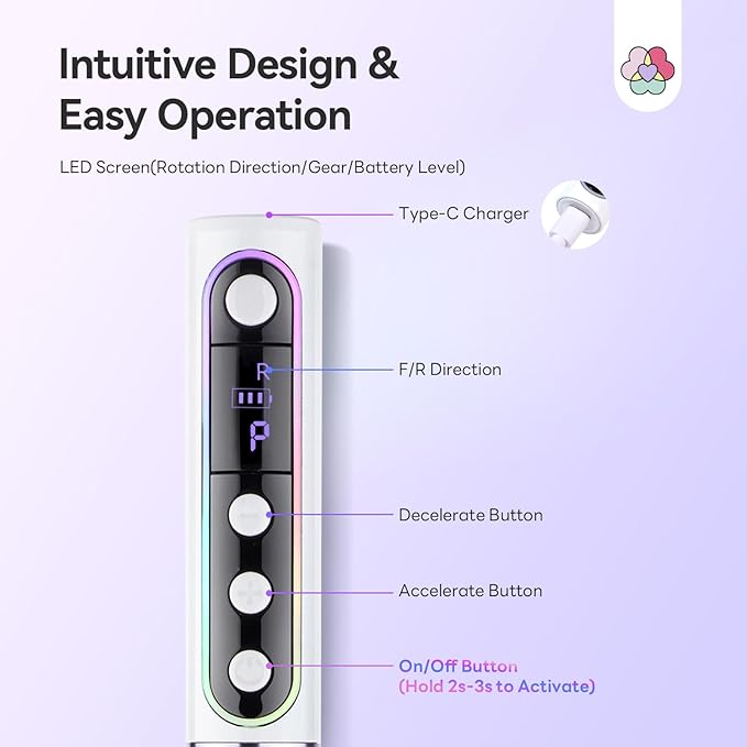 SAVILAND Advanced Cordless Electric Nail Drill: 10S Fast Removal 35000 RPM High Speed Nail File Kit for Acrylic Nail Tool Professional Rainbow Light LED Display Pro Manicure Kit Salon Travel Nail Tech-BrightBean Baby