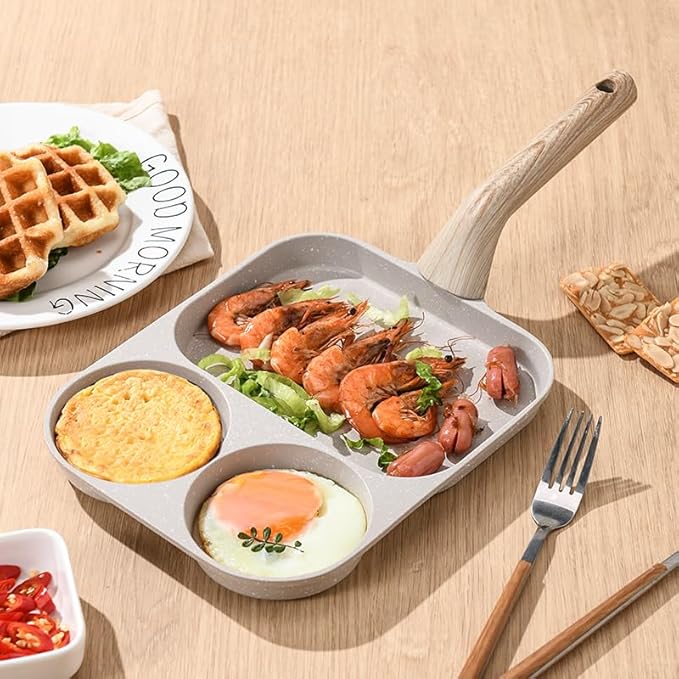 CLANK 3-in-1 Nonstick Egg Frying Pan - Multi-Section Breakfast Pan
