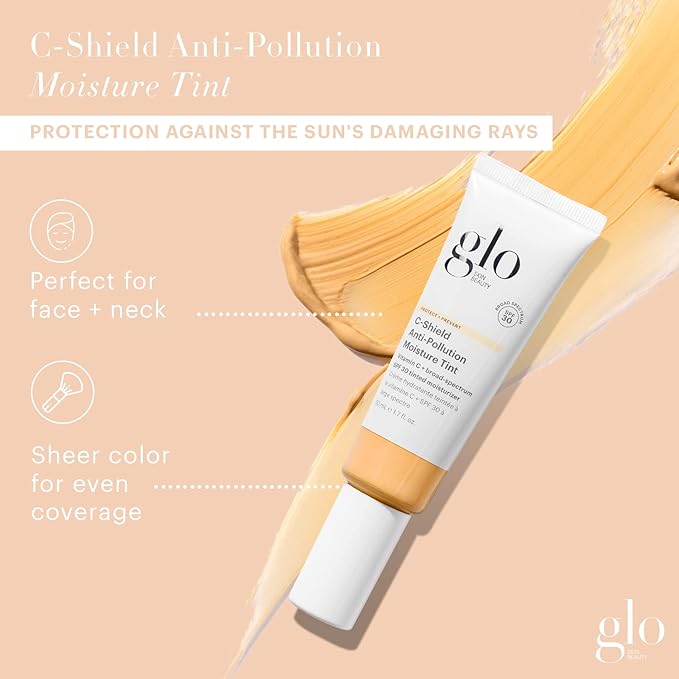 Glo Skin Beauty C-Shield Anti-Pollution Moisture Tint - Tinted Moisturizer With SPF 30 for Face, Broad Spectrum Protection & Vitamin C, 1.7 Oz (3W-Light)-BrightBean Baby