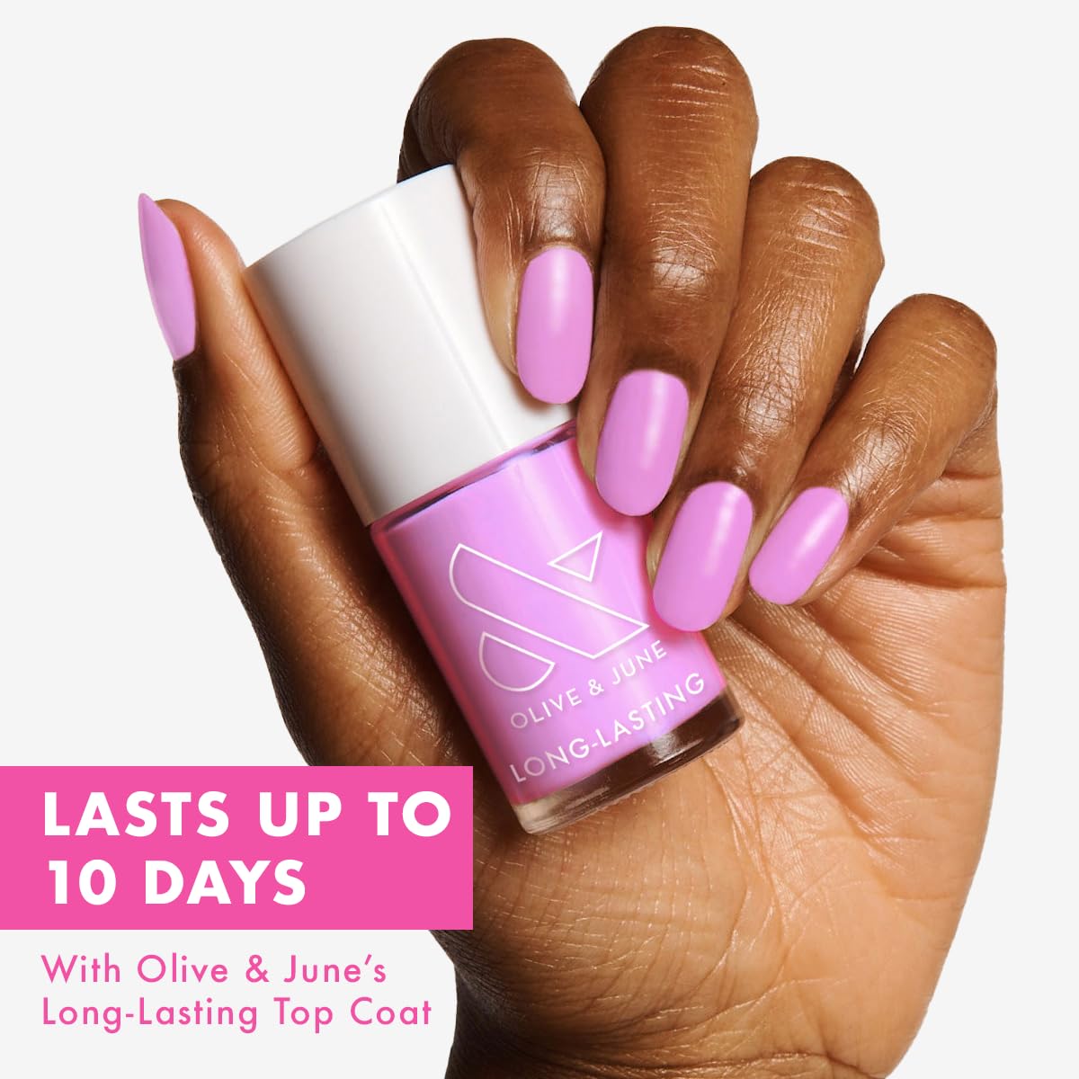 Olive & June Long Lasting Nail Polish | Gel-Like Finish No Lamp Needed | Lasts up to 10 days | Salon-Quality Color at Home | 15-Free, Vegan & Cruelty-Free Chip-Resistant Shine | Fierce & Loving Lilac-BrightBean Baby