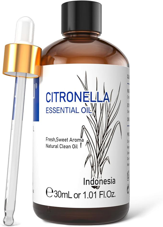 HIQILI 1 Fl Oz Citronella Essential Oil, 100% Pure Undiluted for Aromatherapy Diffuser for Home - 30ML-BrightBean Baby