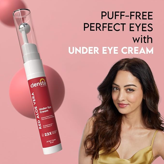 Clensta Aloe Vera Under Eye Cream Roll On | 0.51 Fl Oz (15ml) | Hydrating Eye Cream with Niacinamide | for Puffiness, Dark Circles & Wrinkles-BrightBean Baby