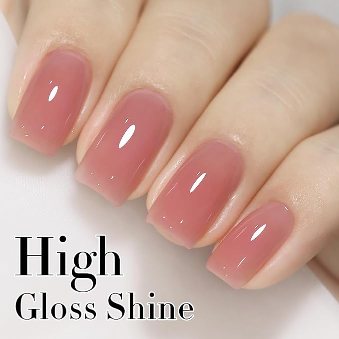 Double Rhythm Translucent Gel Polish Sheer Neutral Natural Light Milky Same Color Same Bottle 15ML Jelly Nail Polish Nail Art DIY at Home (Nude Milky Pink-A1384)-BrightBean Baby