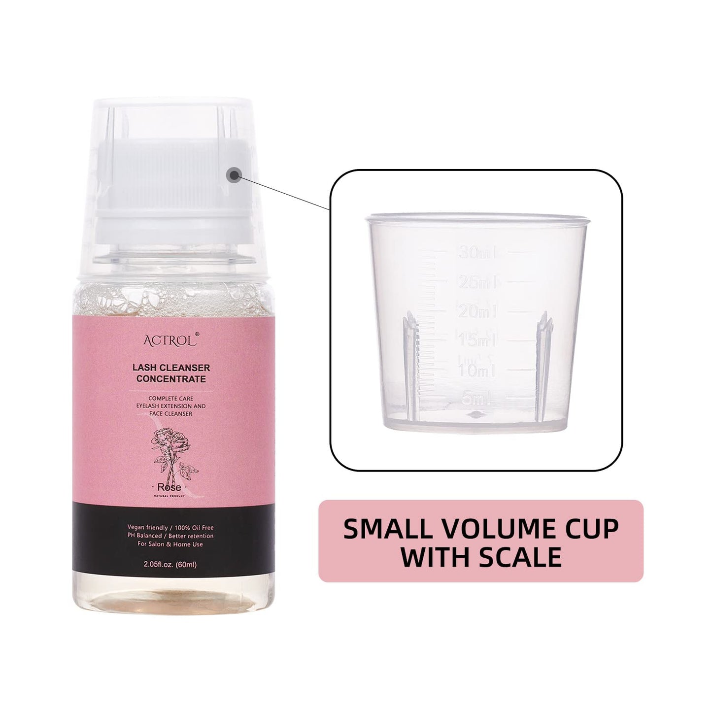 Eyelash Cleanser Concentrate 60ml Rose Professional Lash Shampoo Foaming Cleanser DIY Wash for Extensions Lashes with Salon Home Care-Makes 12Bottles-BrightBean Baby