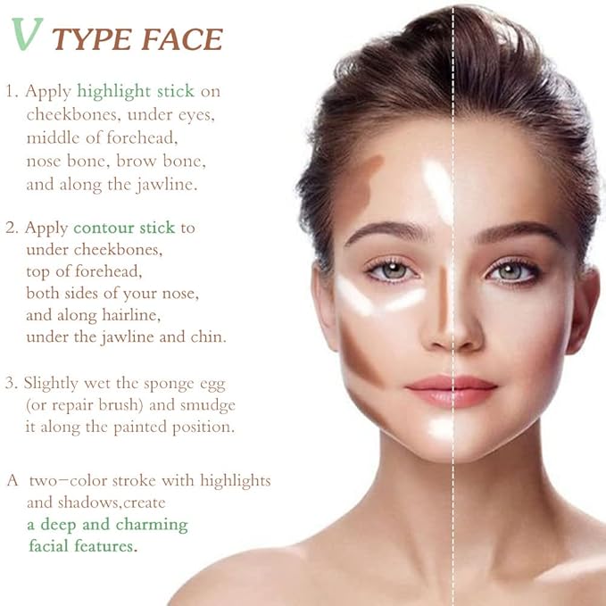 5Pcs Cream Contour Sticks Makeup Kit,Primer Face Makeup Highlighter Stick Contouring Makeup Kit for Beginners,Highlight and Contour Kit,Cream Concealer Makeup Blur Stick-BrightBean Baby