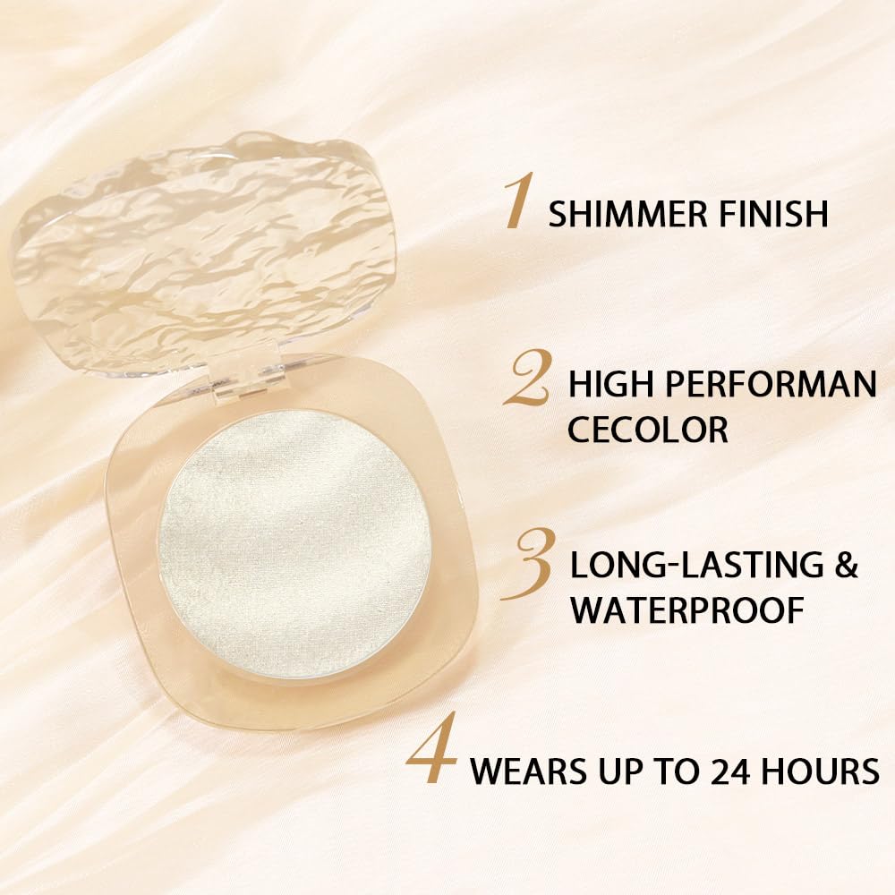 Champagne Rose Gold Shimmer Glitter Sparkling Monochrome Eyeshadow Palette,Metallic Single Eye Shadow for Older Women,Long Lasting Naturing-Looking Eye Makeup-BrightBean Baby