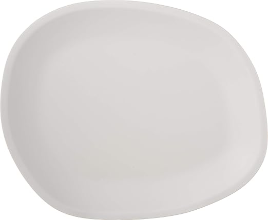 Carlisle FoodService Products Ridge Resuable Plastic Platter Oblong Platter for Home and Restaurant, Melamine, 13 Inches, Cement, (Pack of 6)