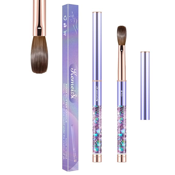 Acrylic Nail Brush Size #10, KEMEISI 100% Pure Kolinsky Nail Art Brushes Sturdy Handle Oval Shaped Acrylic Powder Nail Design Tools for Professional Manicure DIY Home Salon (Purple)-BrightBean Baby
