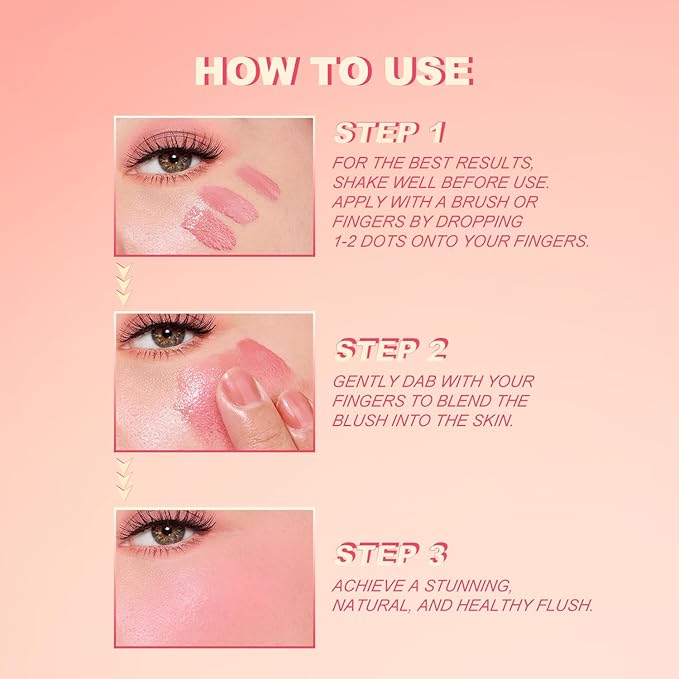 YOUNG VISION Liquid Cheek Blush -Soft Cream Rouge/Blusher Makeup, Buildable Gel-Cream Formula, Long-Wearing, Dewy Finish-BrightBean Baby