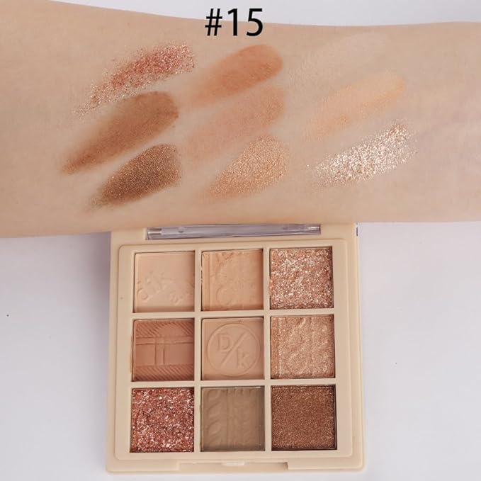 9Colors Neutral Eye Shadow Palette Eyeshadow Kit Nudes,Matte Glitter Natural Neutral Eyeshadow Palettes for Hazel Eyes Highly Pigmented Long Lasting Naturing-Looking Travel Eyeshadow Nude Palette-BrightBean Baby