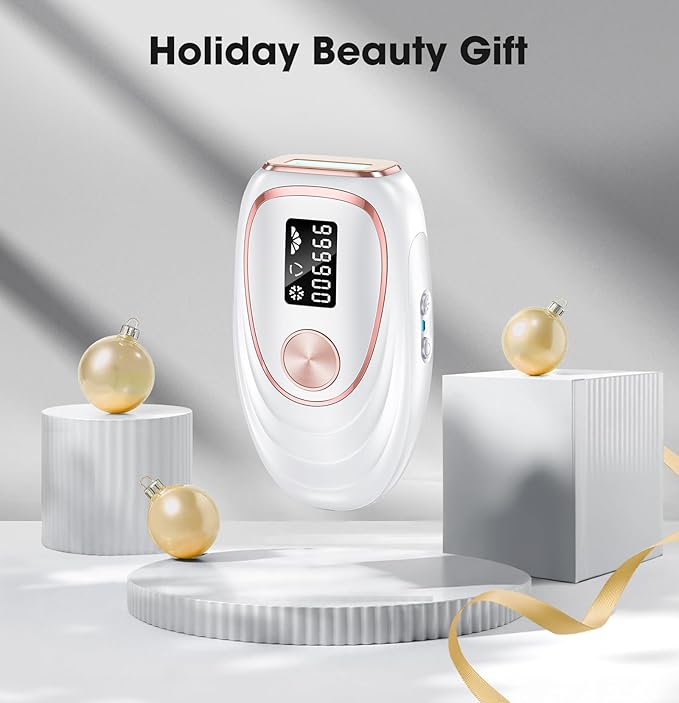 IPL Laser Hair Removal Device for Women & Men - Home 45°F Ice-Cooling Contact for Painless & Long-Lasting Results, 86% Hair Reduction in 3 Weeks for Full Body & Bikini Line, White-BrightBean Baby