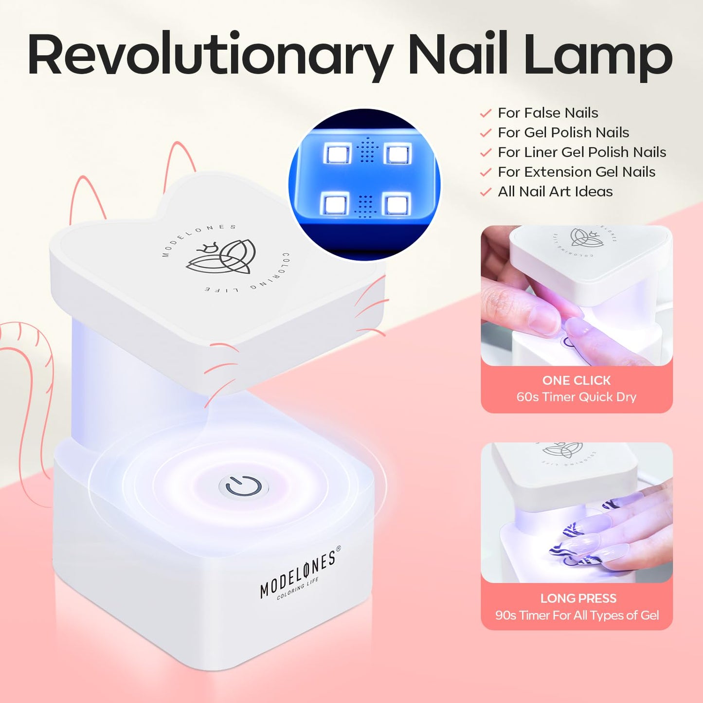 modelones Medium Oval Gel Nail Tips Kit, 9-in-One Nail Glue with Portable U V Lamp 216Pcs 12Sizes Pre-Etched Round Press ons Fake Acrylic Extension Kit DIY Salon Gift for Women-BrightBean Baby