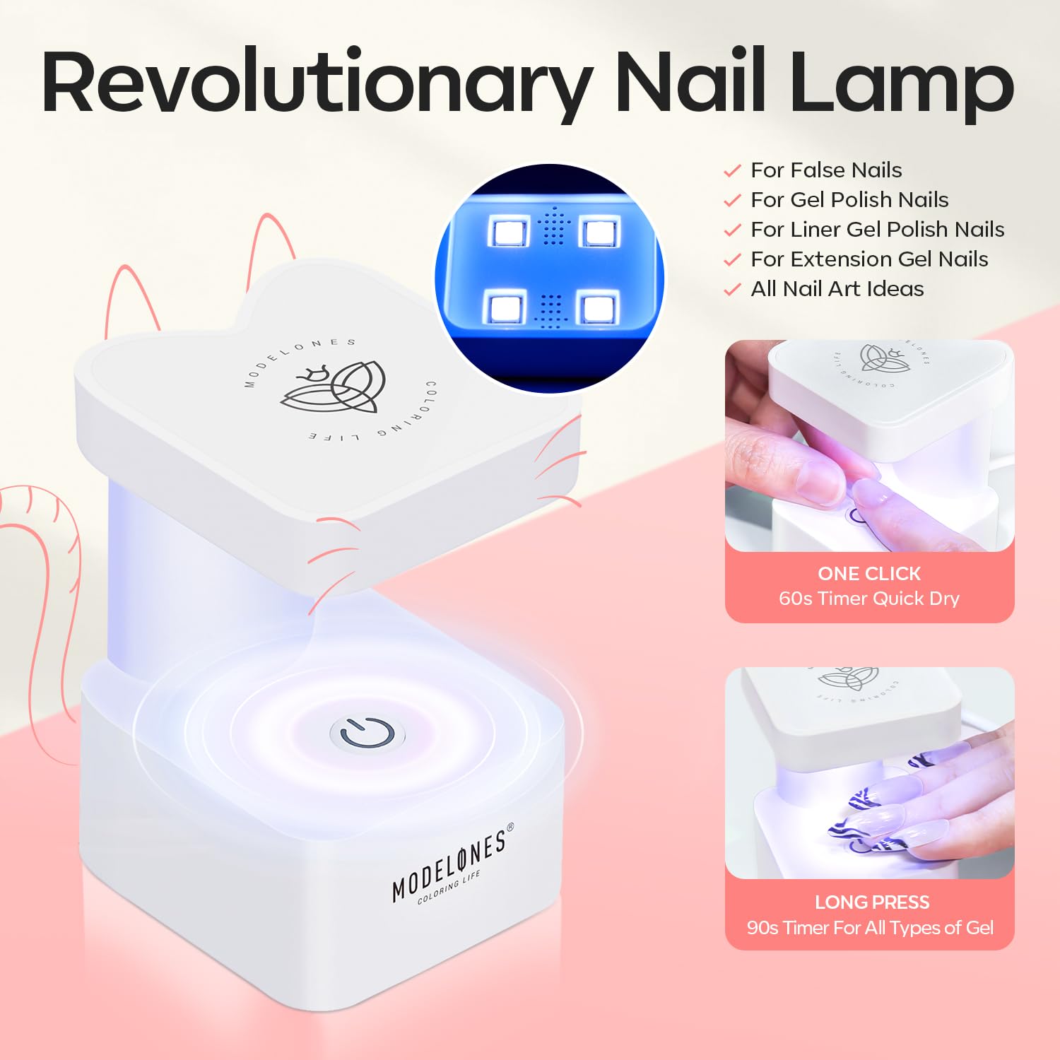 modelones Medium Oval Gel Nail Tips Kit, 9-in-One Nail Glue with Portable U V Lamp 216Pcs 12Sizes Pre-Etched Round Press ons Fake Acrylic Extension Kit DIY Salon Gift for Women-BrightBean Baby