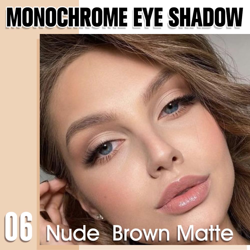 Single Matte Eye Shadow Palette Makeup, Nude Brown Matte Eyeshadow for Women, Monochrome Eye Shadow Makeup, Pigmented Waterproof Sombras Para Ojos, Vegan, Talc, Paraben & Cruelty Free, 06-BrightBean Baby