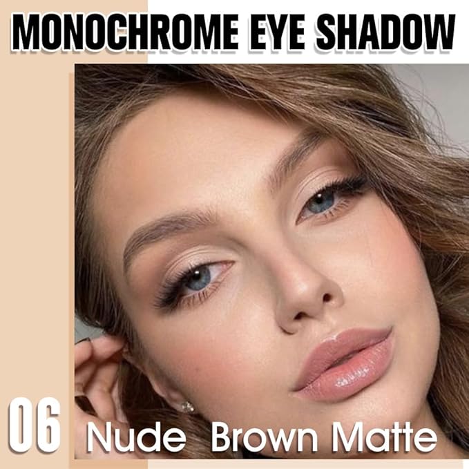 Light Nude Single Matte Eyeshadows Makeup, Neutral Powde Eye Shadow for Women, Skin Singles Matte Eyeshadow Palette Pigmented Waterproof, sombras para ojos, Blendable, Girls Eyeshadow Gift 06-BrightBean Baby