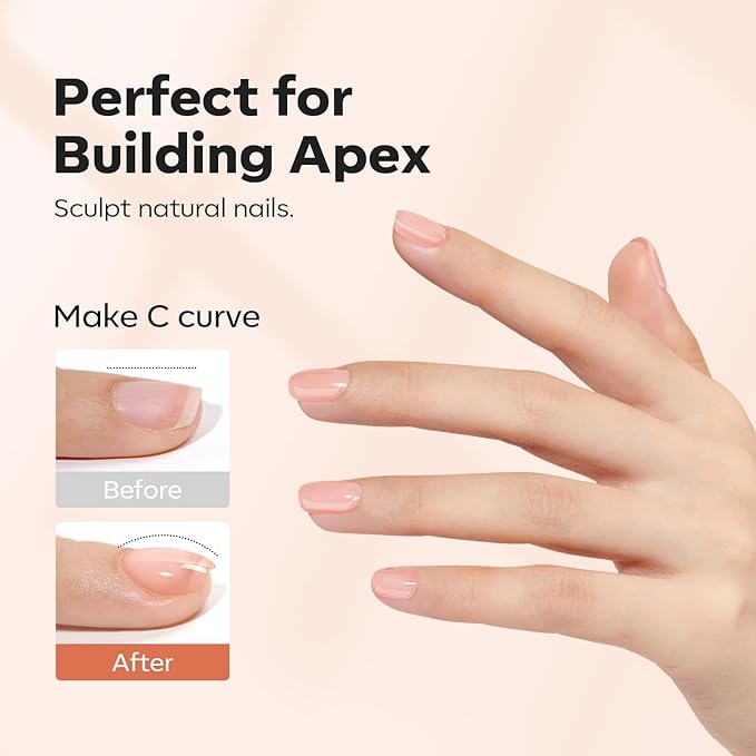 modelones Builder Nail Gel, 8-in-One Sheer Nude Pink Builder, Apricot Blush Pink Rubber Base for Nail Thickening Apex Building LED Lamp Cured Hard Strengthener Extend Color Gel Polish for DIY Salon-BrightBean Baby