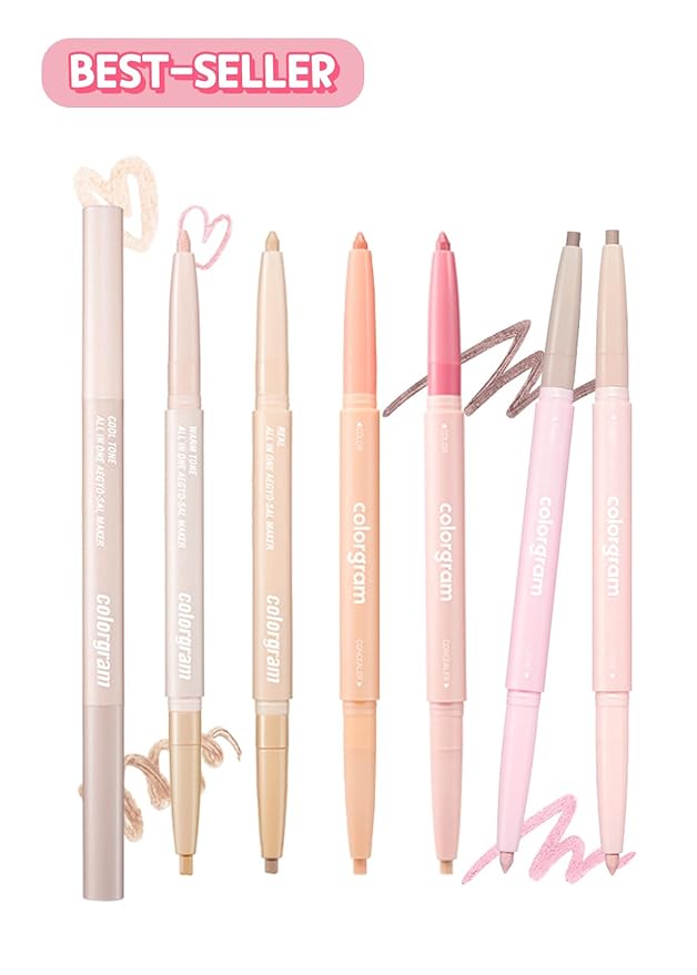 COLORGRAM Under Eye Highlighter Stick - 04 Peach | Silky-Smooth Long-Lasting Highlighter & Contouring Stick for Smudge-Proof, Shining Daily Makeup | K-Beauty Face Highlighters & Luminizers-BrightBean Baby