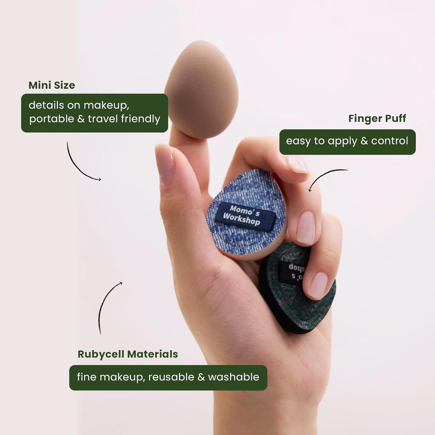 Mini Denim Makeup Sponge Set, Multi-Use Mini Makeup Blenders Sponge for Liquid/Cream/Concealer/Blush/Highlighter, Perfect for Detail Work & Travel,5PCS Mini Concealer Puffs with Storage Case-BrightBean Baby