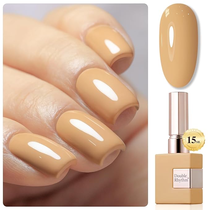 Double Rhythm 0.50 OZ Nude Gel Polish Same Color Same Bottle Sheer Pastel Neutral Natural Milky 15 ML Jelly UV Nail Art DIY at Home (Earth Beige-A1442)-BrightBean Baby