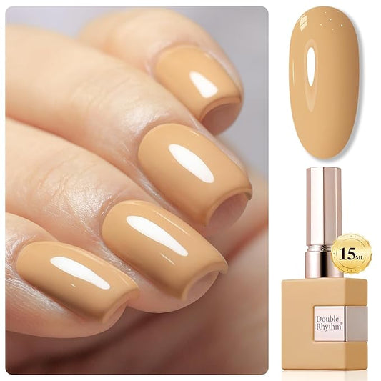 Double Rhythm 0.50 OZ Nude Gel Polish Same Color Same Bottle Sheer Pastel Neutral Natural Milky 15 ML Jelly UV Nail Art DIY at Home (Earth Beige-A1442)-BrightBean Baby