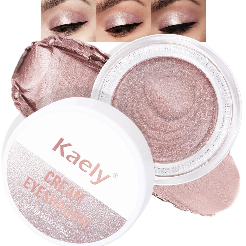 Kaely Single Cream Eyeshadow Pot, Praline Metallic Eye Shadow for Older Women High Pigmented Waterproof, Natural Eyeshadow Palette Makeup Brightener, sombras en crema para ojos, Blendable, 730-BrightBean Baby