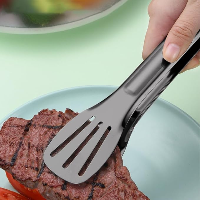 4 PCS Serving Tongs Black Tongs 9 Inch Serving Utensils Stainless Steel Serving Tongs for Salad Buffet Appetizer Dessert Tong for Food Parties