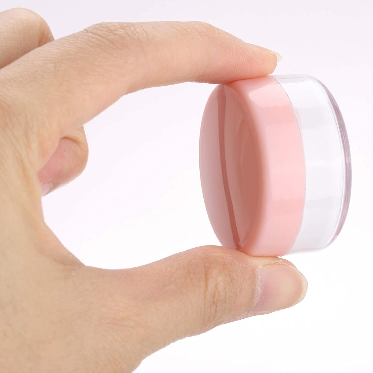 Refillable Cosmetic Sample Jars - 100 Pack 10g (0.35oz) Pink Small Travel Containers with Lids + 10 Mini Makeup Spatulas - BPA Free-BrightBean Baby