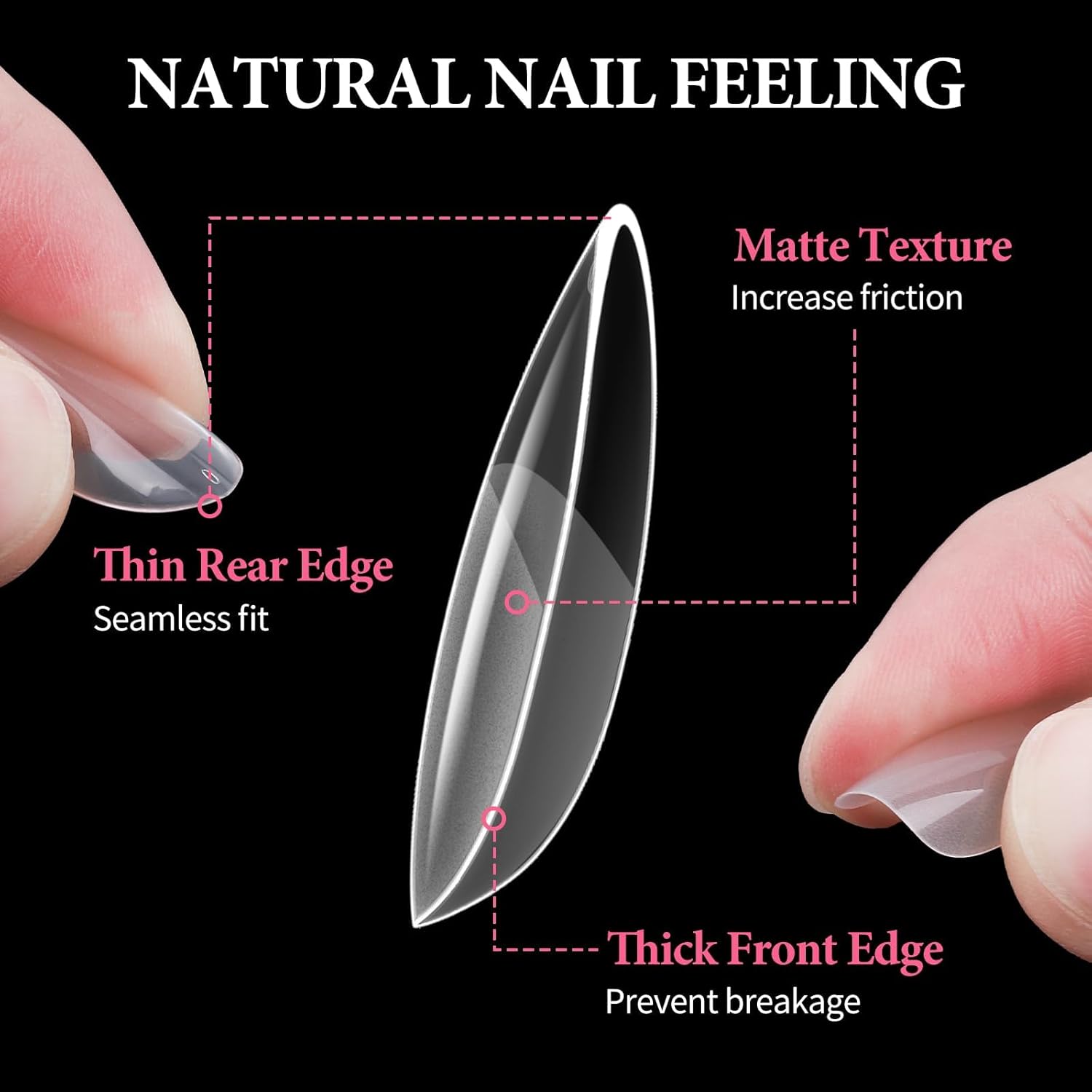 EBANKU Medium Almond Nail Tips, 550 Pcs Matte Clear Acrylic Press-on Nails, Pre-shaped Half Matte Full Cover Clear Acrylic Nails Gel Kit False Nail Tip Press on Nails for Nail Extension DIY Salon-BrightBean Baby