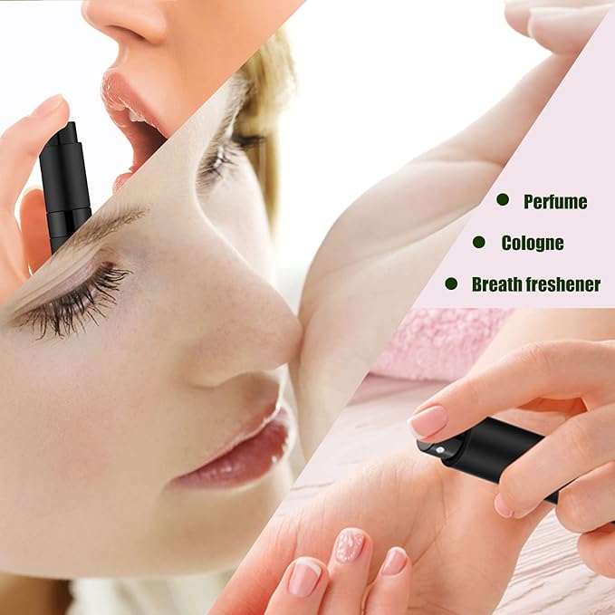 2 PCS/8ml Portable Mini Perfume Atomizer bottles, Empty Refillable Spray Bottle with 3 Types of Refill Tools, Pocket Travel Perfume Sample Bottles(Matte Black)-BrightBean Baby