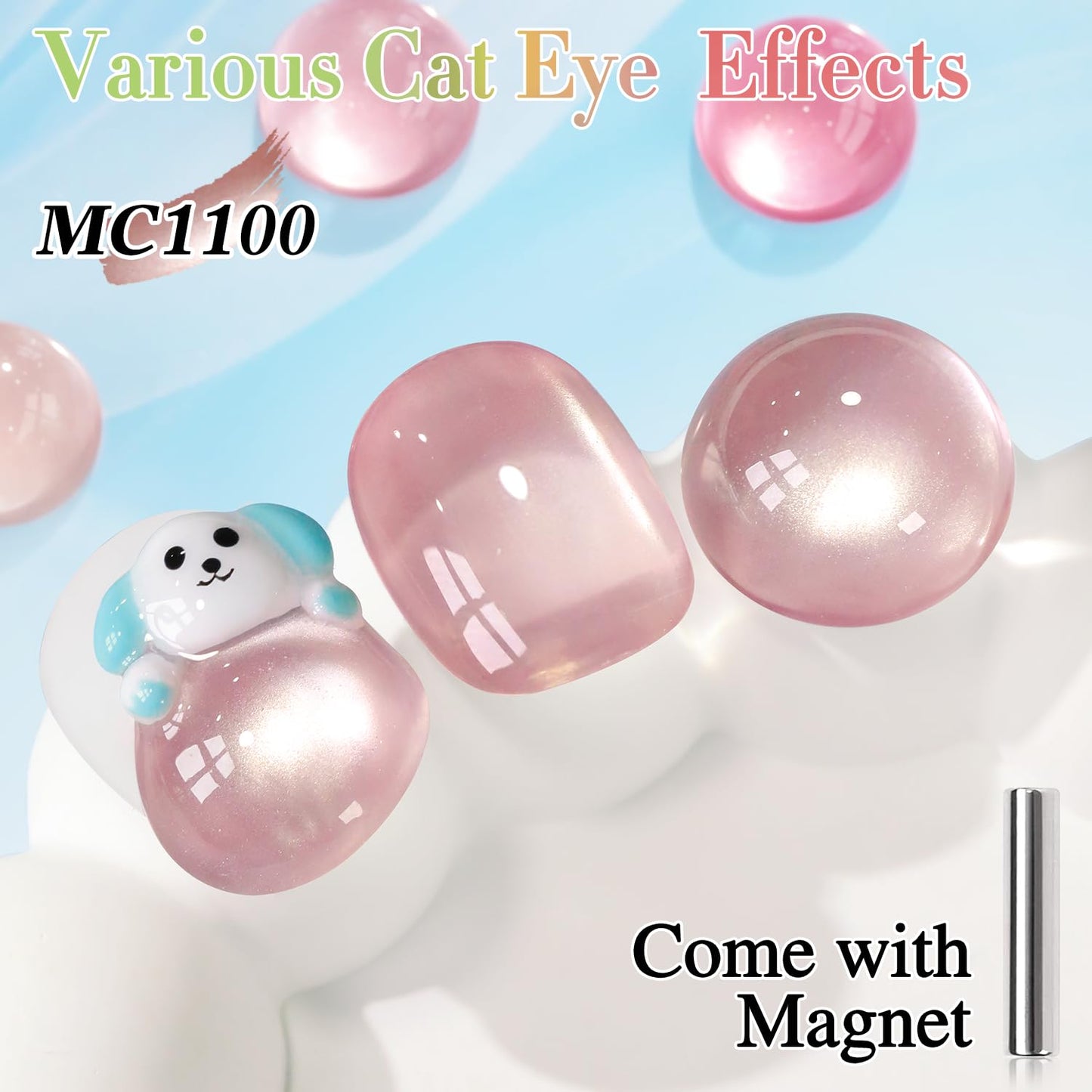 Double Rhythm Jelly Glass Cat Eye Gel Polish with Magnet 15ML Holographic Glitter Shimmer Translucent Sheer Color Magnetic Nail Polish Salon DIY at Home (Jelly Pale Purple-MC1100)-BrightBean Baby