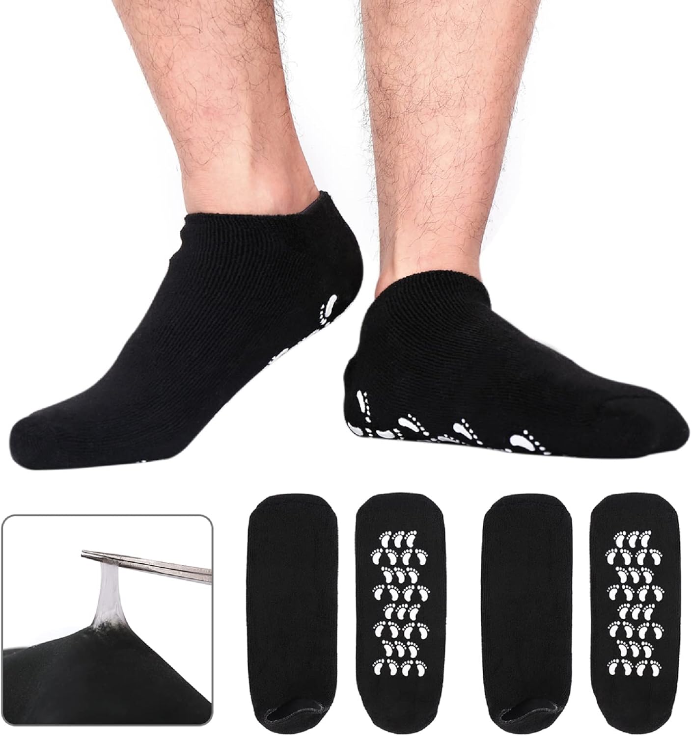 Codream Large Men's Moisturizing Gel Socks Men's Feet Care Ultimate Treatment for Dry Cracked Rough Skin on Feet Pack of 2 Pairs Black US Men 10-15-BrightBean Baby