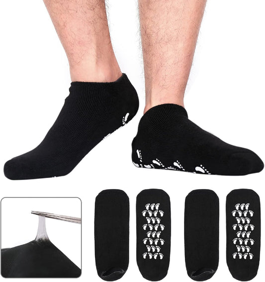 Codream Large Men's Moisturizing Gel Socks Men's Feet Care Ultimate Treatment for Dry Cracked Rough Skin on Feet Pack of 2 Pairs Black US Men 10-15-BrightBean Baby