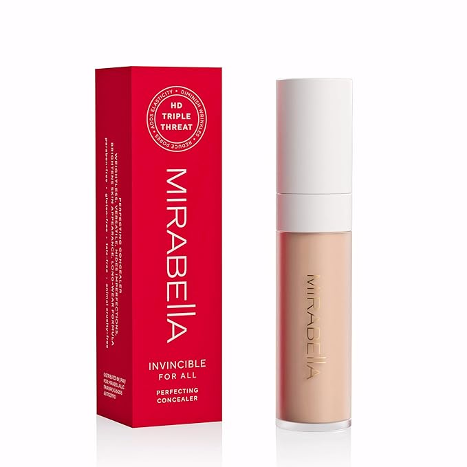Mirabella Invincible For All Perfecting Under Eye Concealer Full Coverage - Hydrating Makeup Concealer for Dark Circles, Fine Lines & Wrinkles w/Hyaluronic Acid - Medium M120-BrightBean Baby
