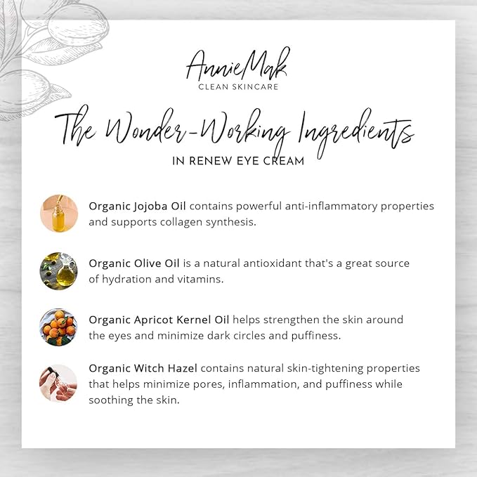 AnnieMak Renew Eye Cream for Dark Circles, Puffiness & Wrinkles Around Eyes, Under Eye Brightener, Vitamin Infused Moisturizer, Hydrating, Brightening & Smoothing Skin Care (0.25 fl oz)-BrightBean Baby