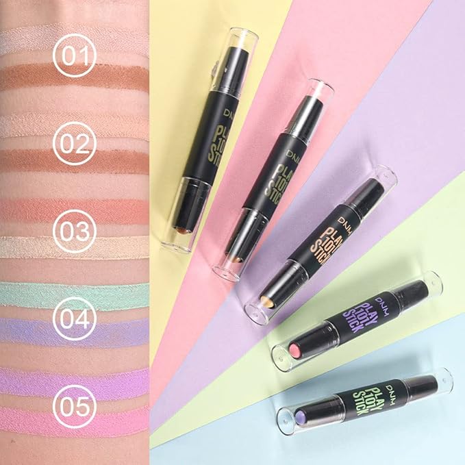 5Pcs Cream Contour Sticks Makeup Kit,Primer Face Makeup Highlighter Stick Contouring Makeup Kit for Beginners,Highlight and Contour Kit,Cream Concealer Makeup Blur Stick-BrightBean Baby