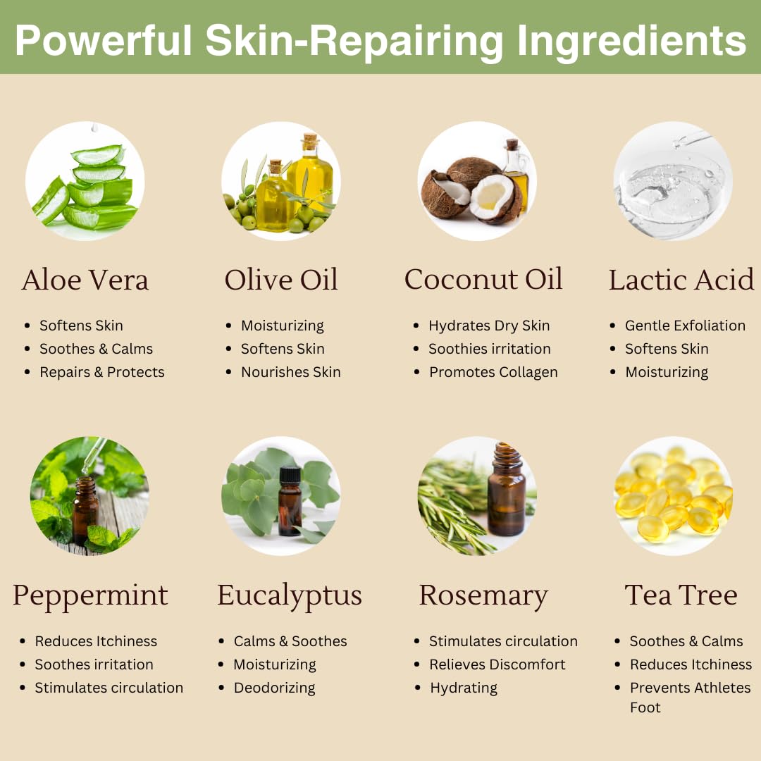 Peppermint, Rosemary, Eucalyptus & Tea Tree Oil Foot Cream for Dry Feet, Cracked Heels, Calluses, Athlete's Foot - Heel Repair Cream for Women & Men (8 oz)-BrightBean Baby