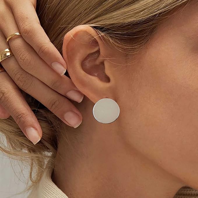 Boho Large Disc Coin Earrings Gold Coin Stud Earrings Geometric Circle Earrings Minimalist Round Circle Disc Earrings Jewelry for Women and Girls-BrightBean Baby