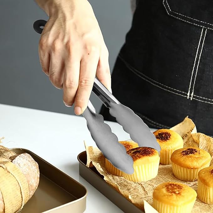 Small Stainless Steel Serving Tongs 7-Inch Mini Food Tongs, Set of 3