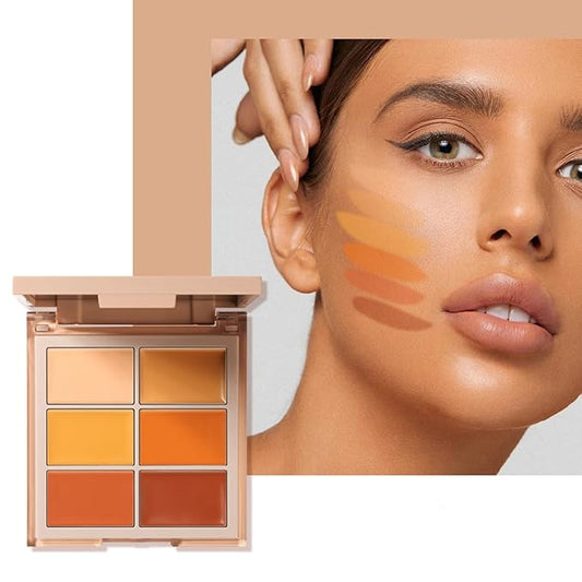 MAEPEOR Face Conceal Contour Palette 6 Colors Full Coverage and Lightweight Concealer Contour Palette Waterproof Long Lasting Contour Palette (Color 03)-BrightBean Baby
